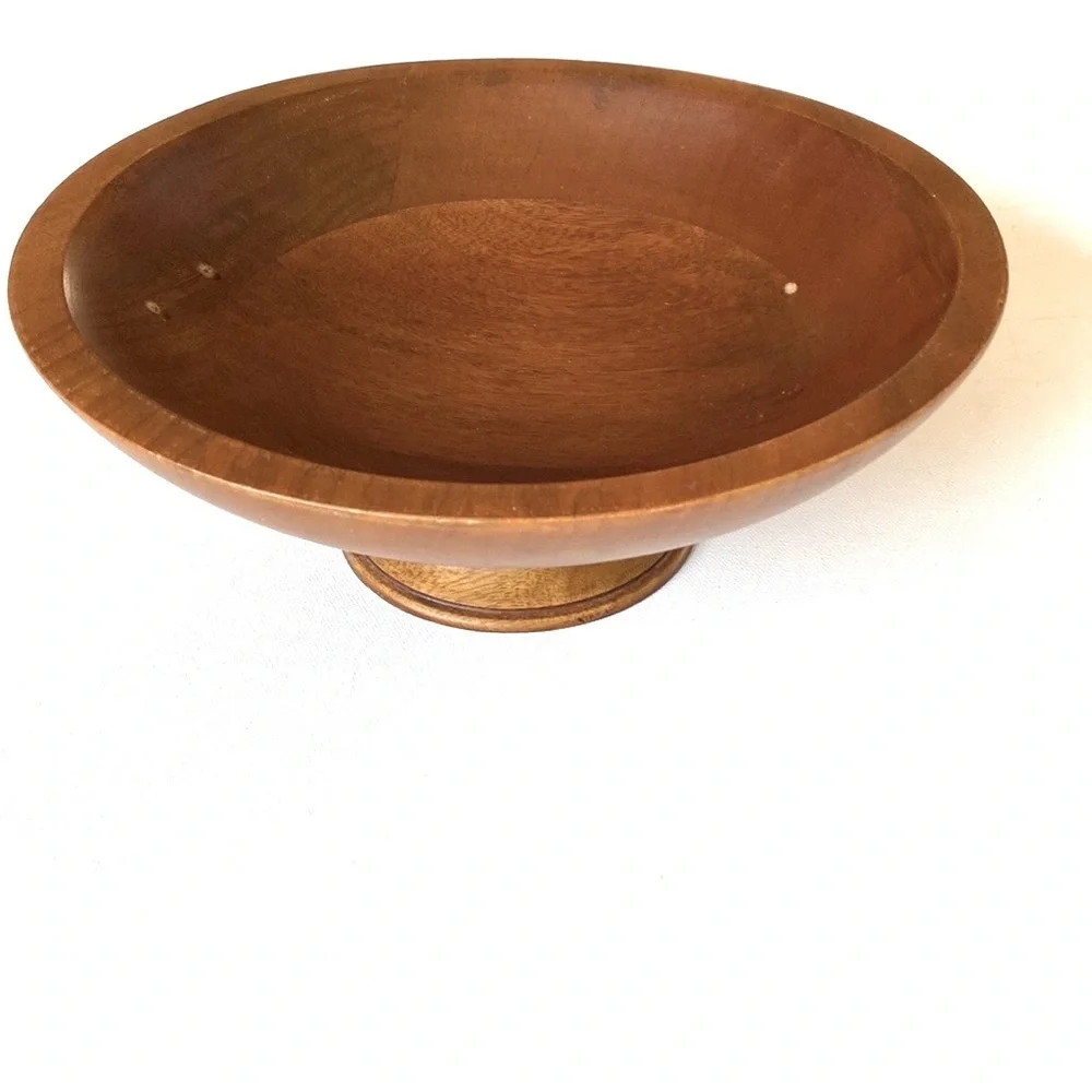 Vintage‎ potpourri wooden round pedestal bowl